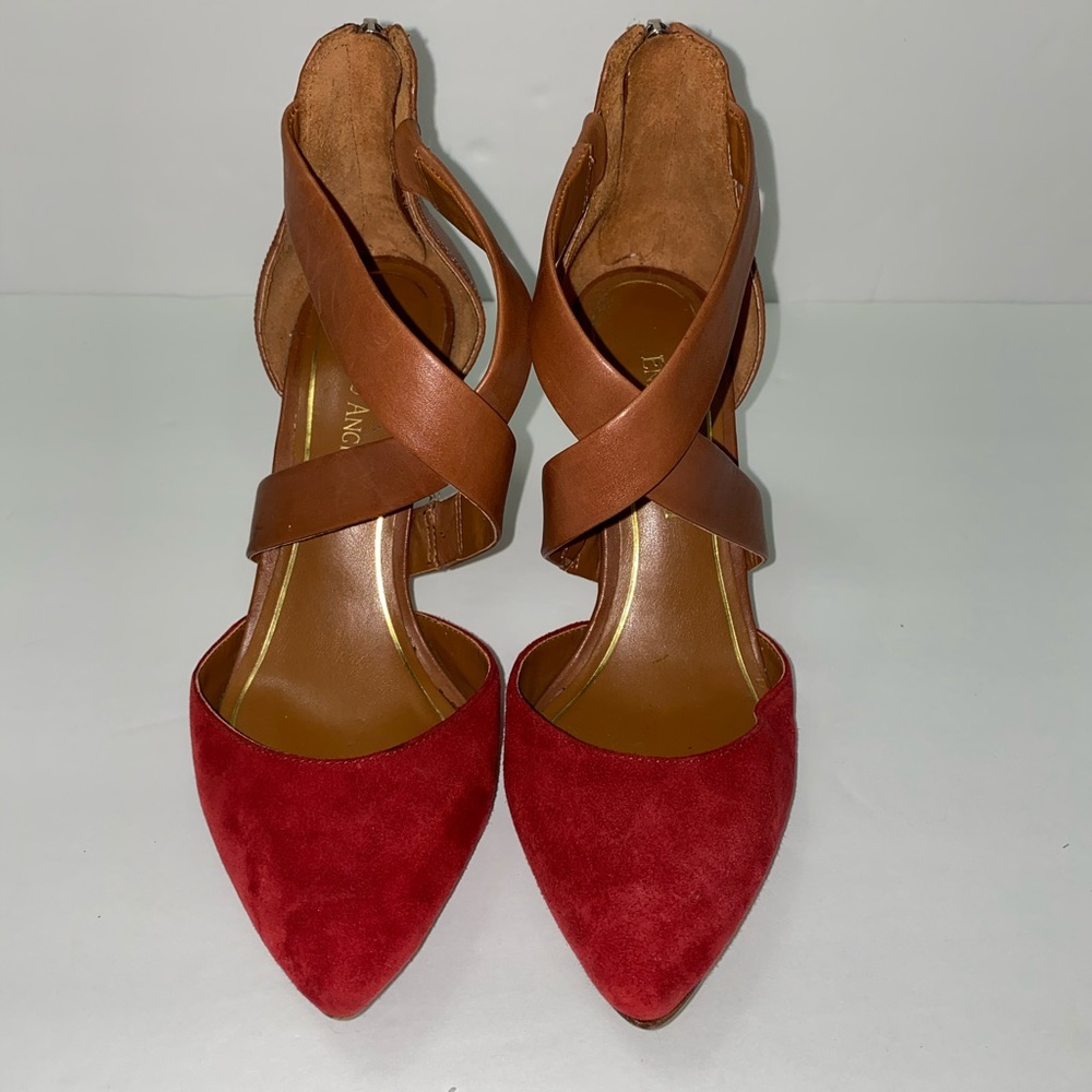 Enzo Angiolini Red Suede and Leather Pumps